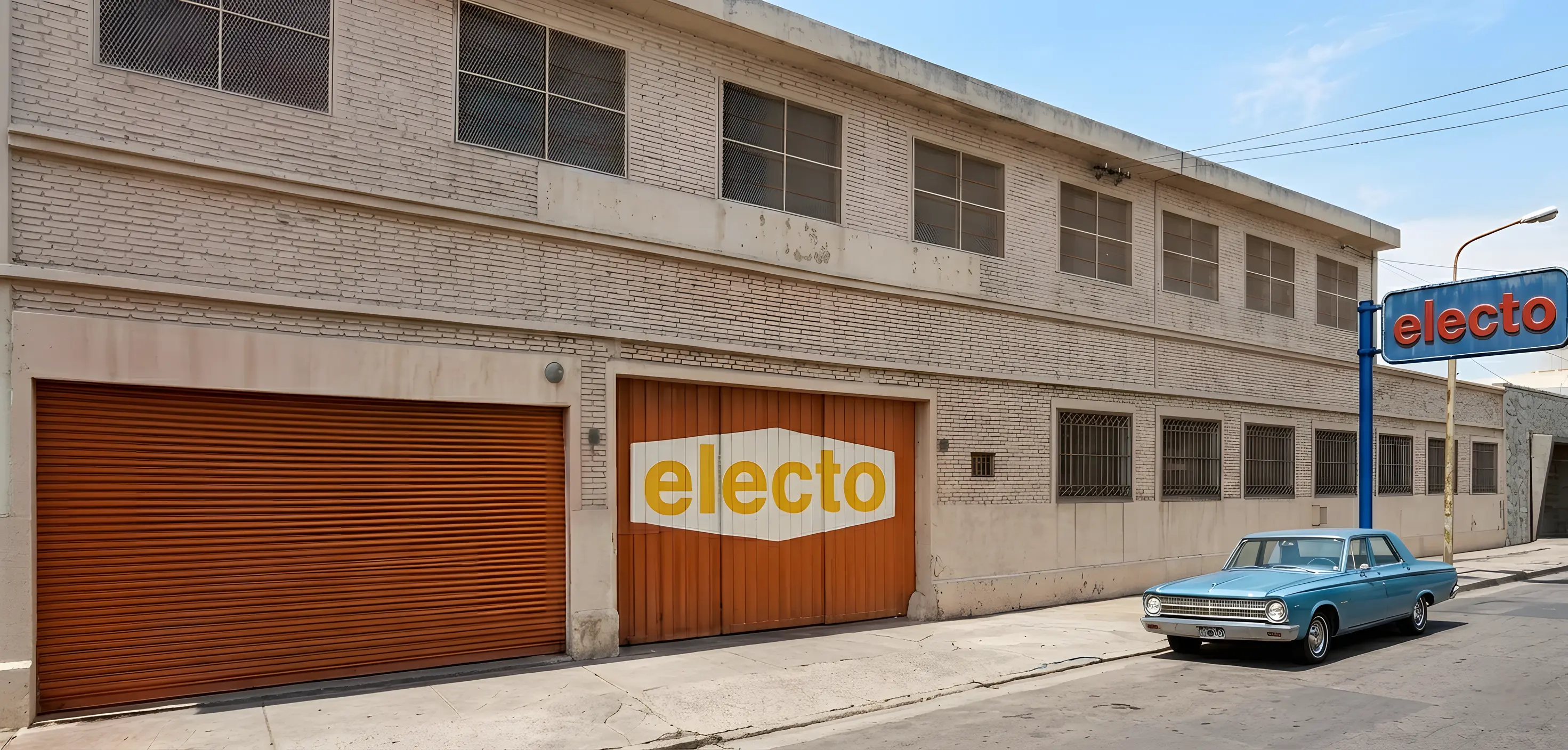 El frente del edificio de Electo con su cartel de época